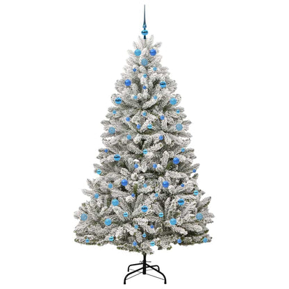 Kunstkerstboom Groen en Wit 210 cm PVC en Metaal