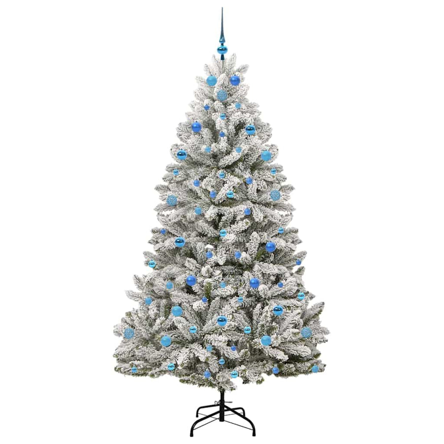 Kunstkerstboom Groen en Wit 210 cm PVC en Metaal