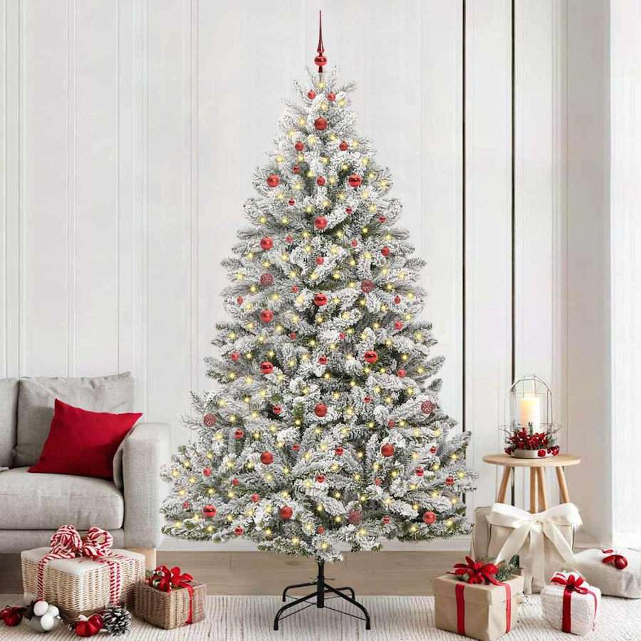 Kunstkerstboom Groen en Wit 240 cm PVC en Metaal
