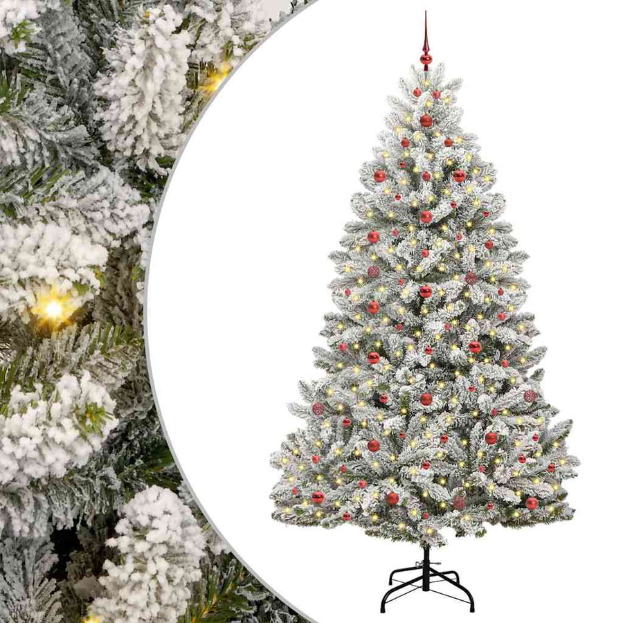 Kunstkerstboom Groen en Wit 240 cm PVC en Metaal