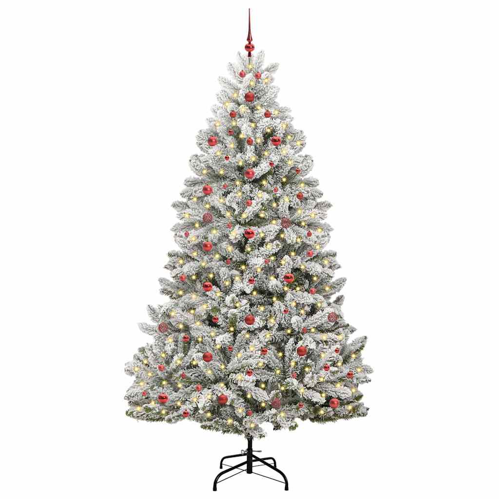 Kunstkerstboom Groen en Wit 240 cm PVC en Metaal