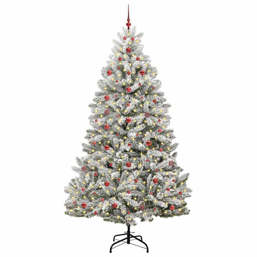 Kunstkerstboom Groen en Wit 240 cm PVC en Metaal