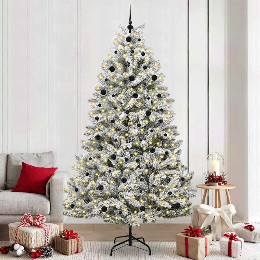 Kunstkerstboom Groen en Wit 240 cm PVC en Metaal