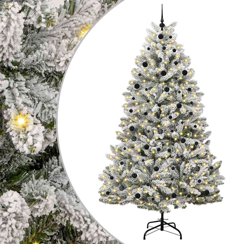 Kunstkerstboom Groen en Wit 240 cm PVC en Metaal