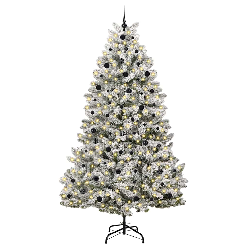 Kunstkerstboom Groen en Wit 240 cm PVC en Metaal