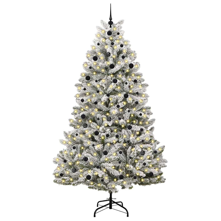 Kunstkerstboom Groen en Wit 240 cm PVC en Metaal