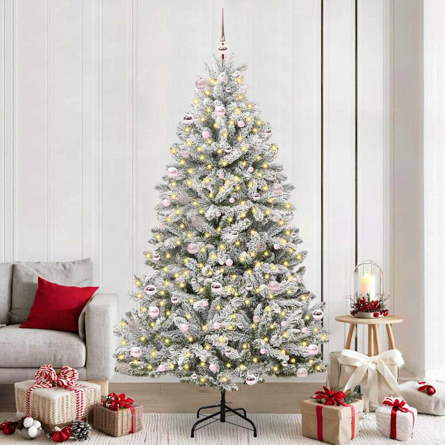 Kunstkerstboom Groen en Wit 240 cm PVC en Metaal