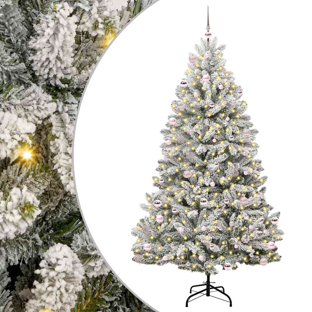 Kunstkerstboom Groen en Wit 240 cm PVC en Metaal