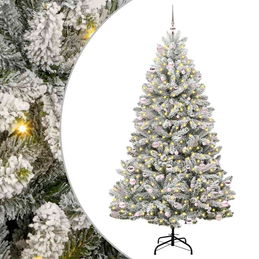Kunstkerstboom Groen en Wit 240 cm PVC en Metaal
