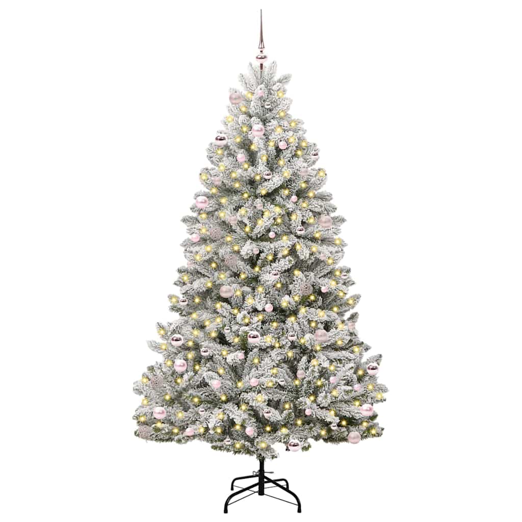 Kunstkerstboom Groen en Wit 240 cm PVC en Metaal