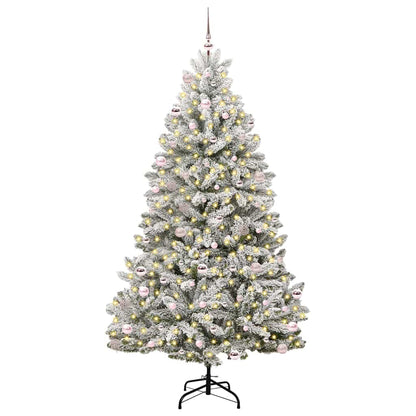 Kunstkerstboom Groen en Wit 240 cm PVC en Metaal