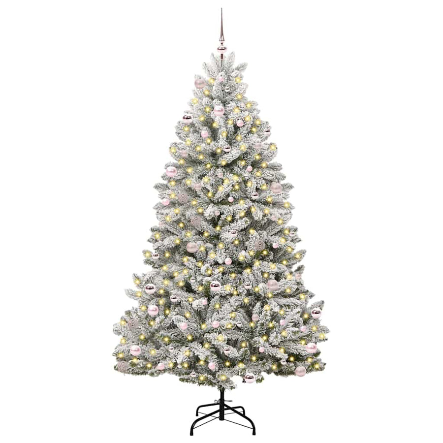 Kunstkerstboom Groen en Wit 240 cm PVC en Metaal
