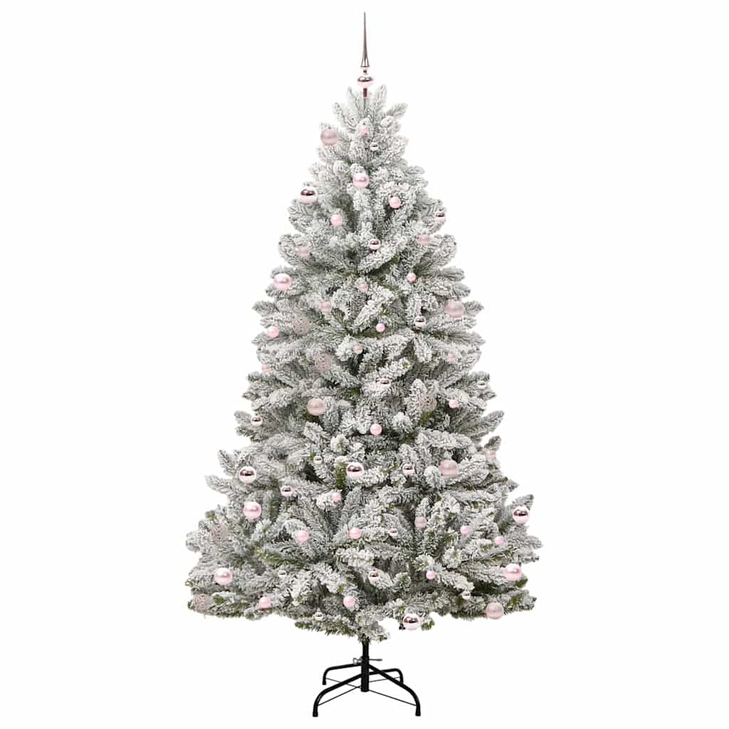 Kunstkerstboom Groen en Wit 240 cm PVC en Metaal
