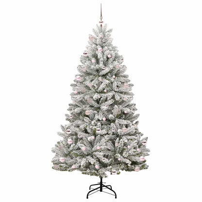 Kunstkerstboom Groen en Wit 240 cm PVC en Metaal
