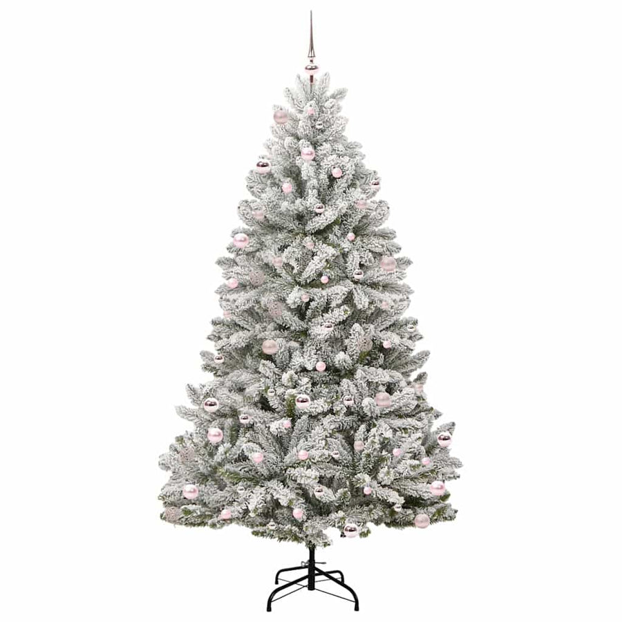 Kunstkerstboom Groen en Wit 240 cm PVC en Metaal