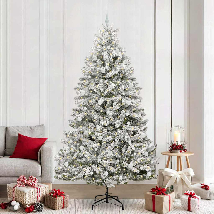 Kunstkerstboom Groen en Wit 240 cm PVC en Metaal