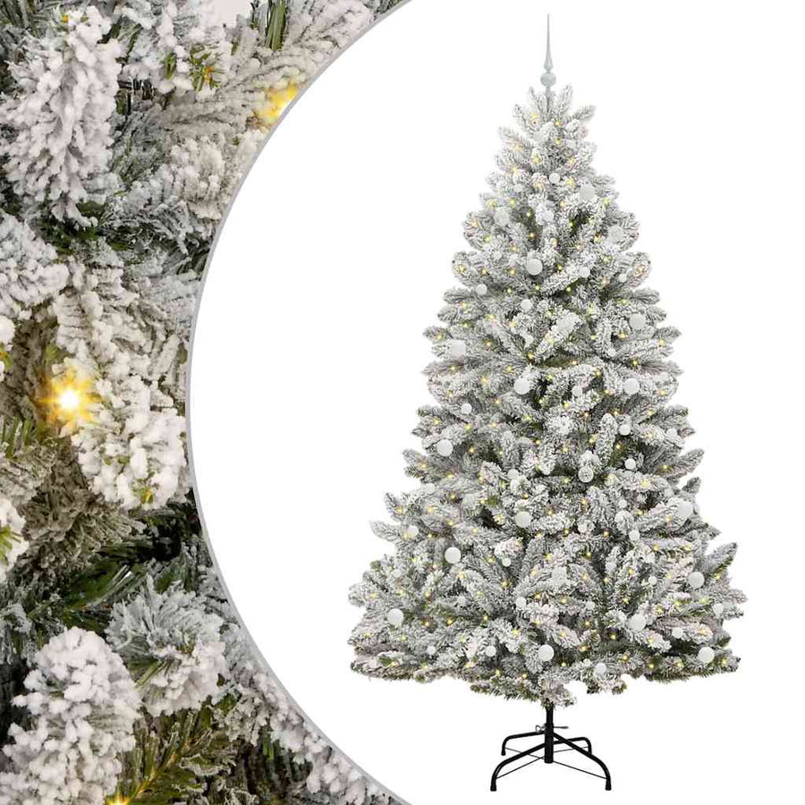 Kunstkerstboom Groen en Wit 240 cm PVC en Metaal