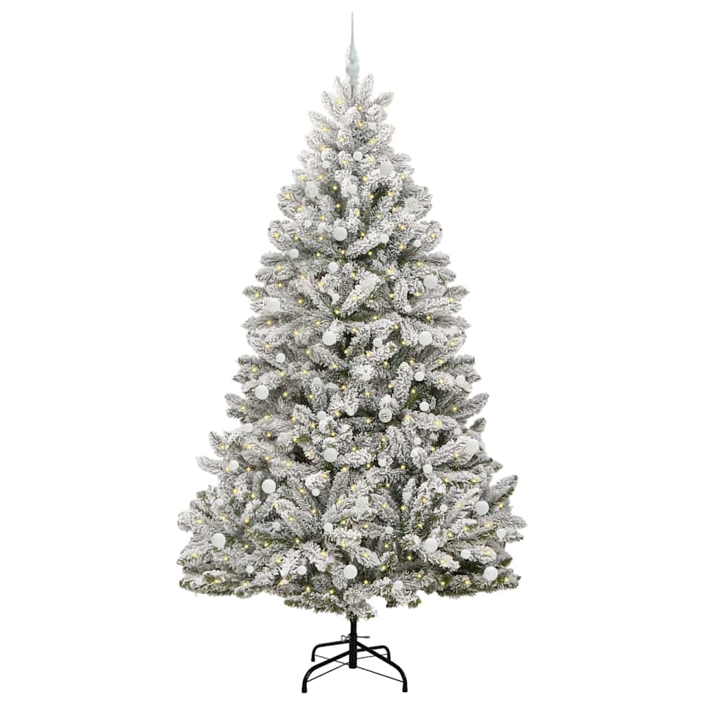 Kunstkerstboom Groen en Wit 240 cm PVC en Metaal