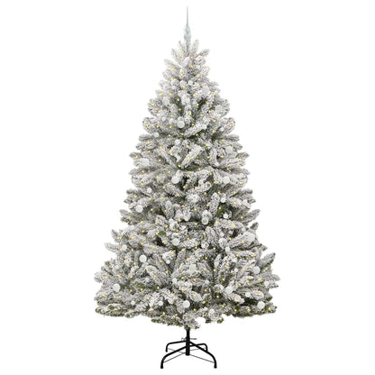 Kunstkerstboom Groen en Wit 240 cm PVC en Metaal