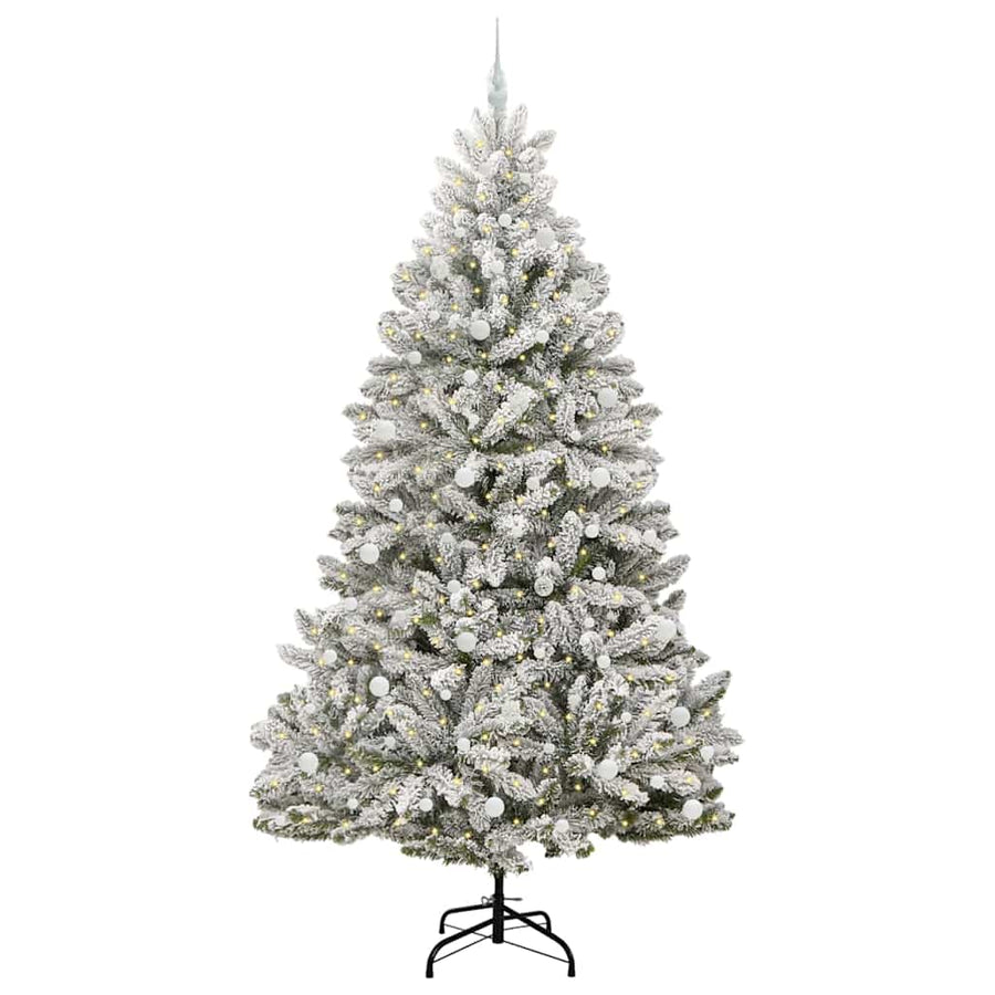 Kunstkerstboom Groen en Wit 240 cm PVC en Metaal
