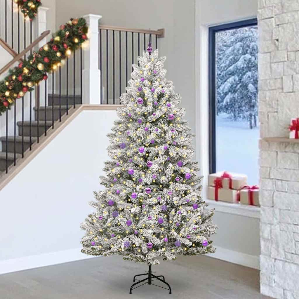 Kunstkerstboom Groen en Wit 240 cm PVC en Metaal