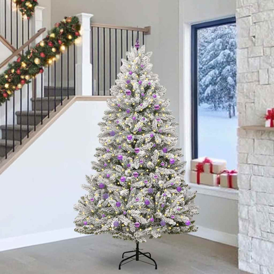 Kunstkerstboom Groen en Wit 240 cm PVC en Metaal