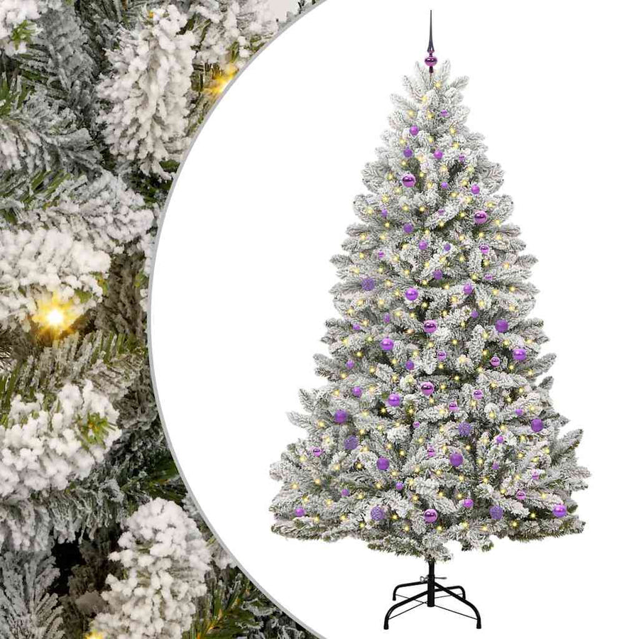 Kunstkerstboom Groen en Wit 240 cm PVC en Metaal