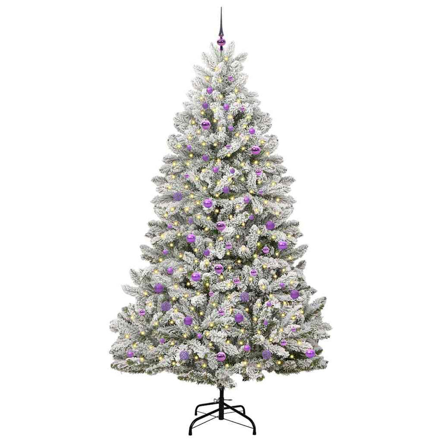 Kunstkerstboom Groen en Wit 240 cm PVC en Metaal