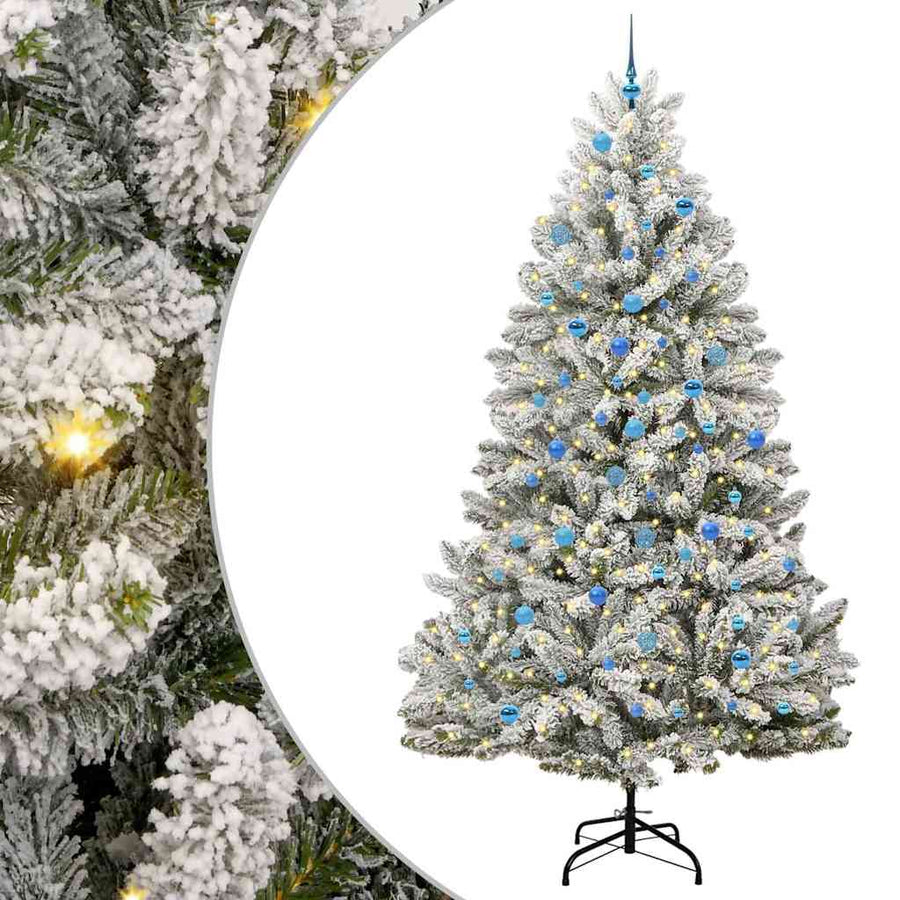 Kunstkerstboom Groen en Wit 240 cm PVC en Metaal