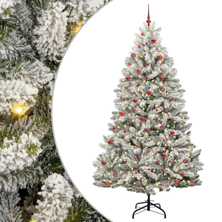 Kunstkerstboom Groen en Wit 270 cm PVC en Metaal