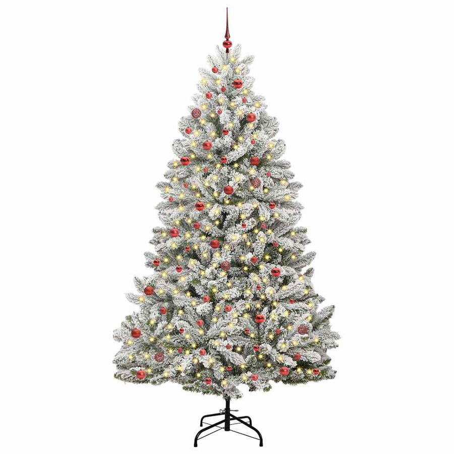 Kunstkerstboom Groen en Wit 270 cm PVC en Metaal