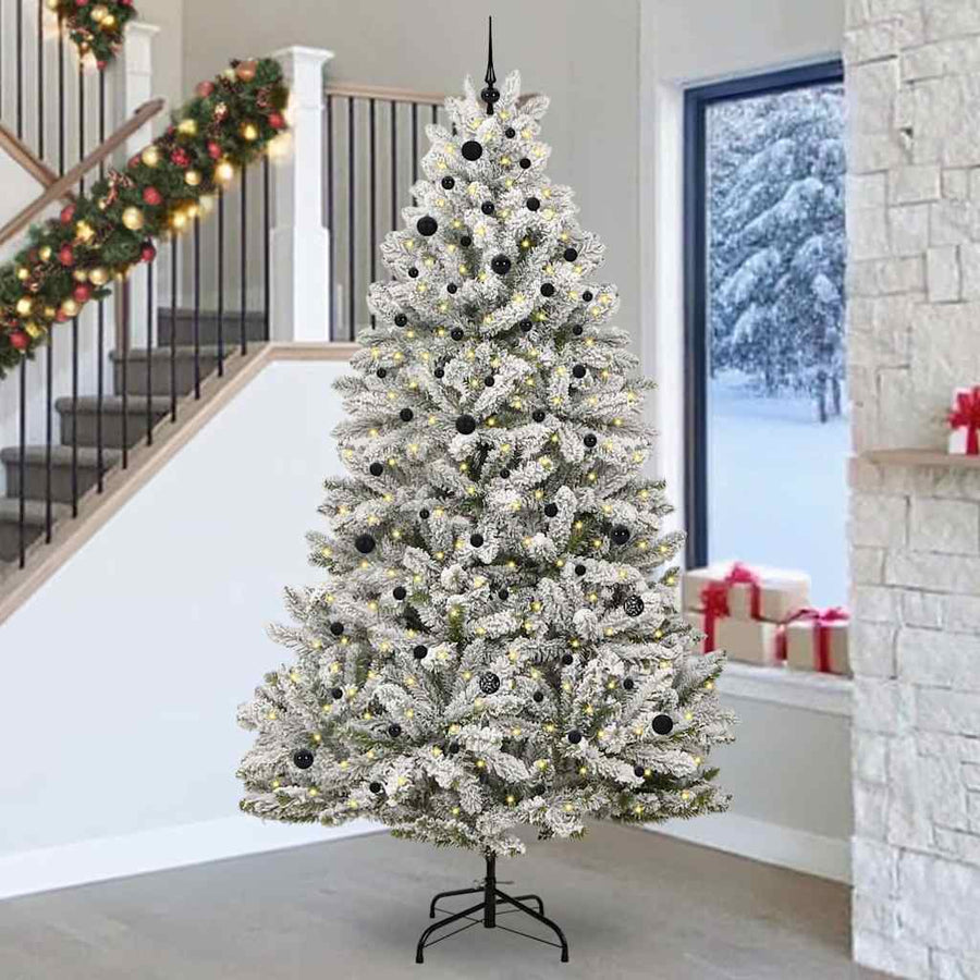 Kunstkerstboom Groen en Wit 270 cm PVC en Metaal