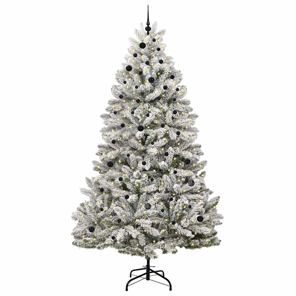 Kunstkerstboom Groen en Wit 270 cm PVC en Metaal