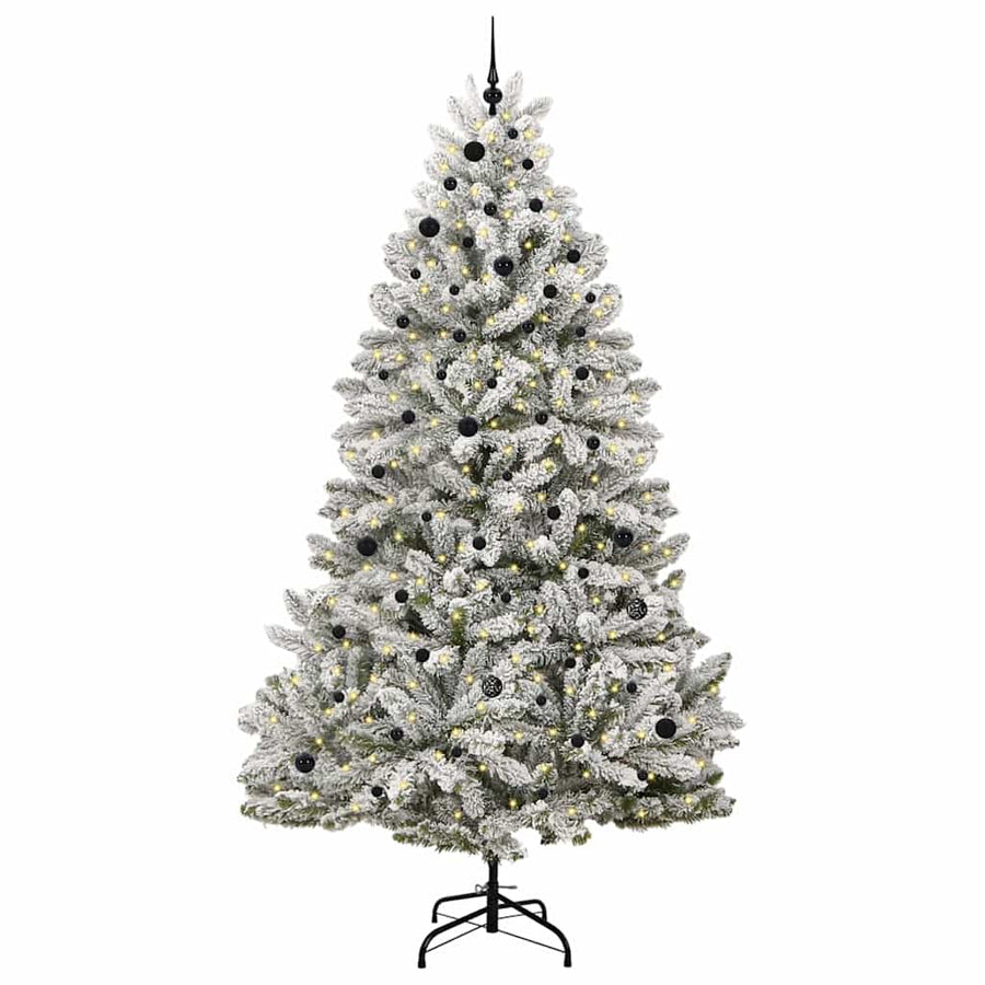 Kunstkerstboom Groen en Wit 270 cm PVC en Metaal