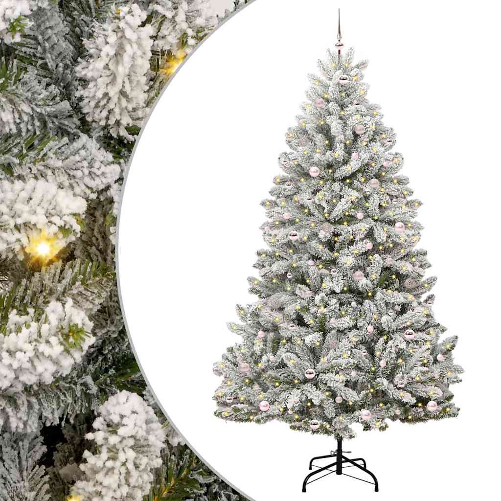 Kunstkerstboom Groen en Wit 270 cm PVC en Metaal