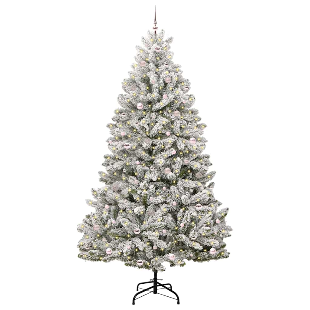 Kunstkerstboom Groen en Wit 270 cm PVC en Metaal