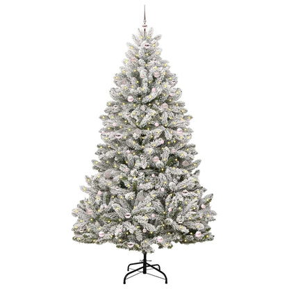 Kunstkerstboom Groen en Wit 270 cm PVC en Metaal