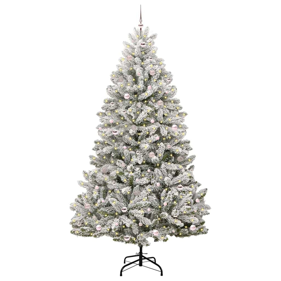 Kunstkerstboom Groen en Wit 270 cm PVC en Metaal