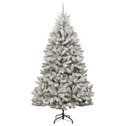 Kunstkerstboom Groen en Wit 270 cm PVC en Metaal