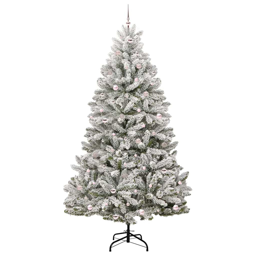 Kunstkerstboom Groen en Wit 270 cm PVC en Metaal
