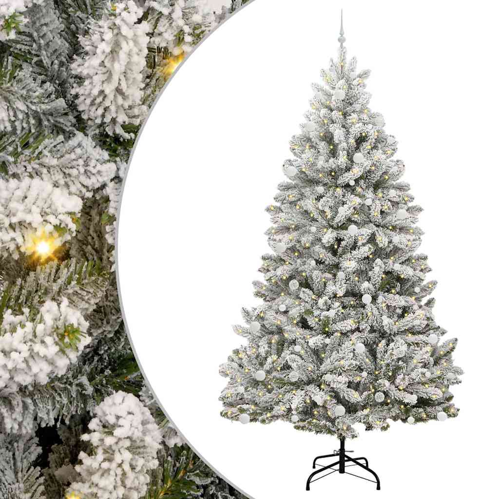 Kunstkerstboom Groen en Wit 270 cm PVC en Metaal