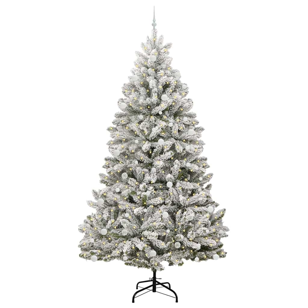 Kunstkerstboom Groen en Wit 270 cm PVC en Metaal