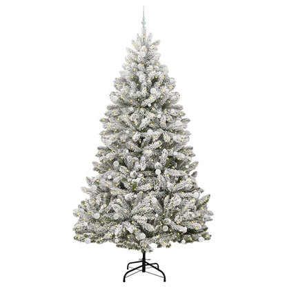 Kunstkerstboom Groen en Wit 270 cm PVC en Metaal