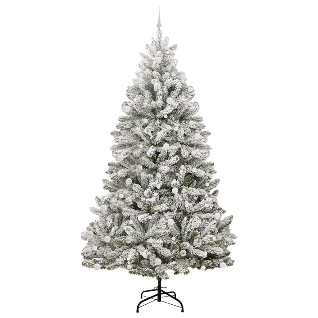 Kunstkerstboom Groen en Wit 270 cm PVC en Metaal