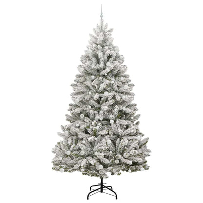 Kunstkerstboom Groen en Wit 270 cm PVC en Metaal