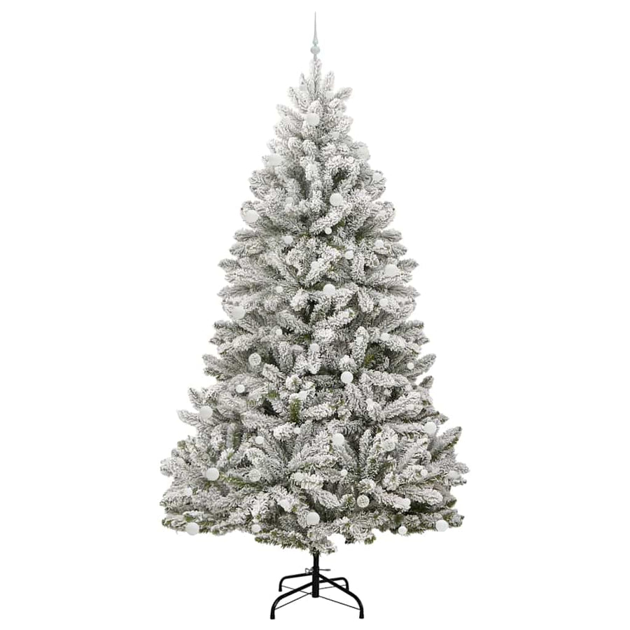 Kunstkerstboom Groen en Wit 270 cm PVC en Metaal