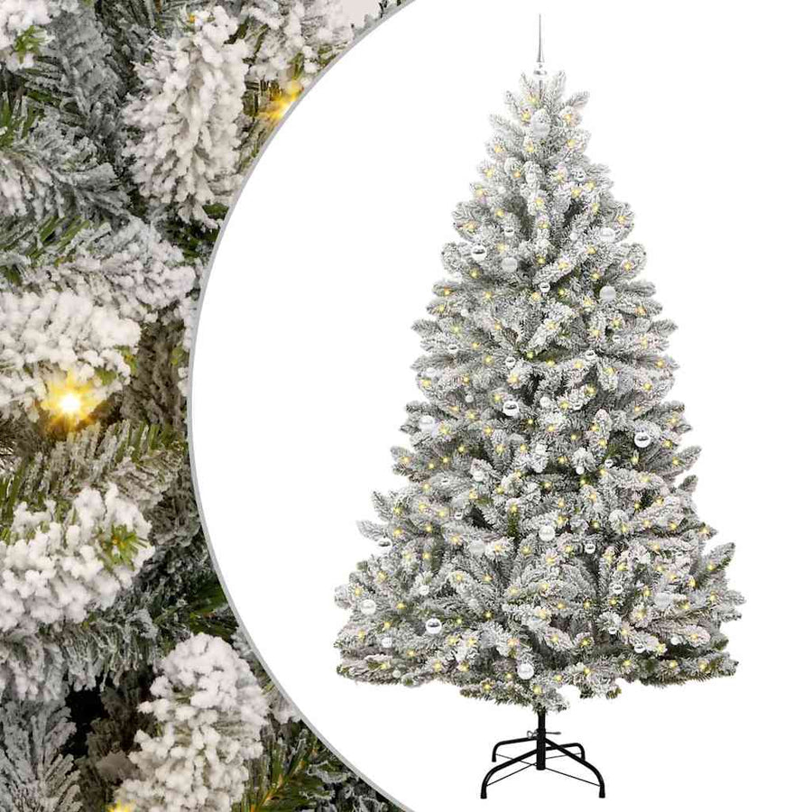 Kunstkerstboom Groen en Wit 270 cm PVC en Metaal