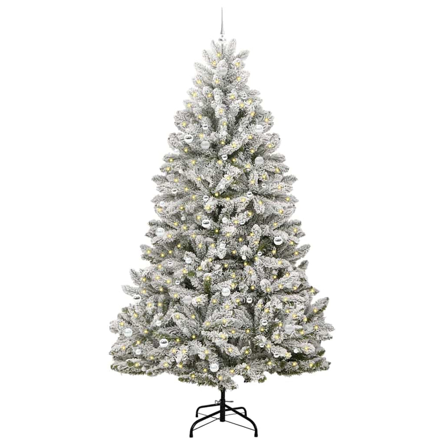 Kunstkerstboom Groen en Wit 270 cm PVC en Metaal
