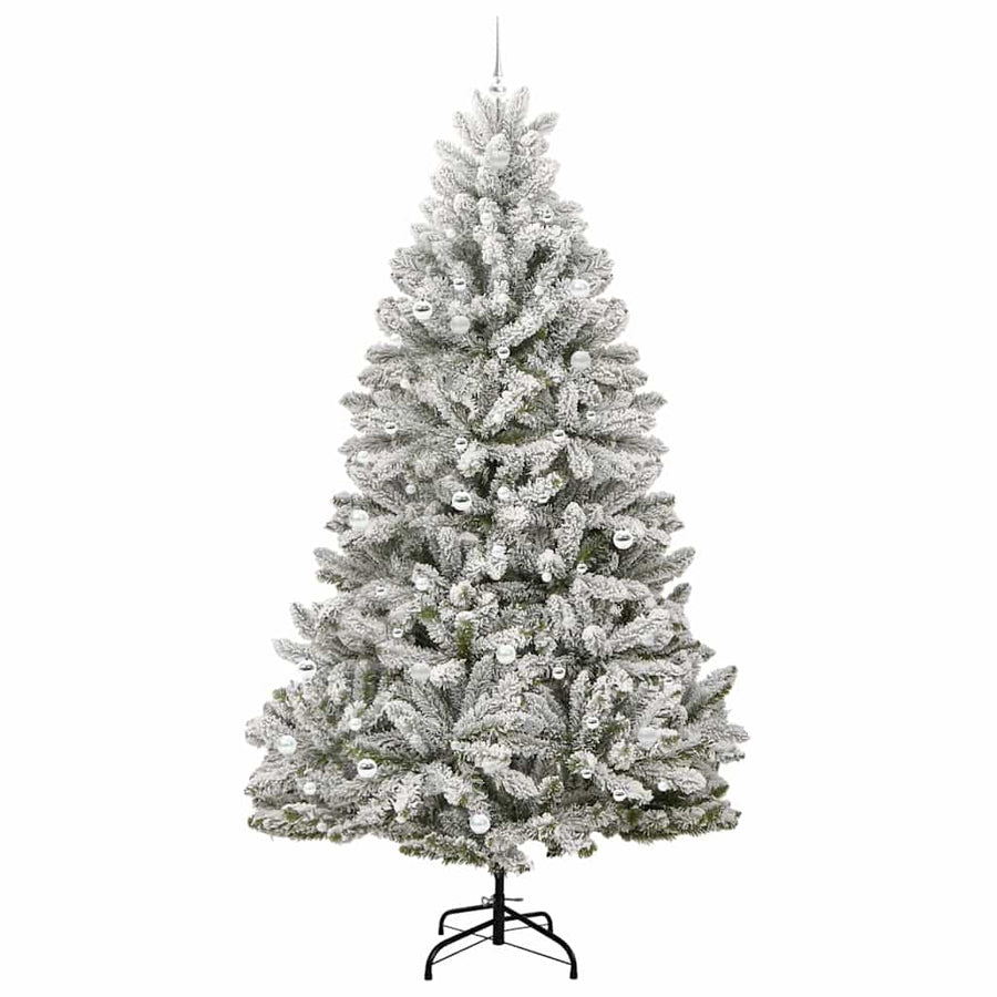Kunstkerstboom Groen en Wit 270 cm PVC en Metaal