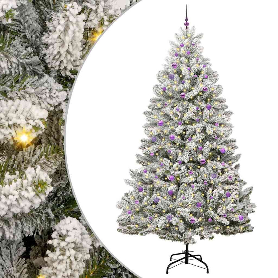 Kunstkerstboom Groen en Wit 270 cm PVC en Metaal